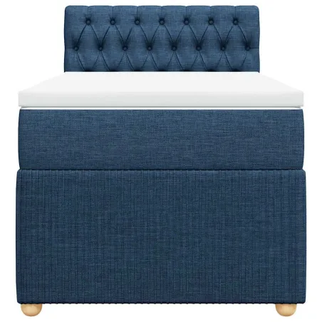 Sommier à lattes de lit avec matelas Bleu 90x200 cm Tissu