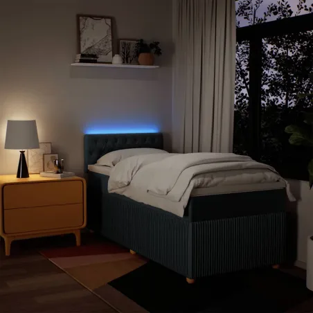 Sommier à lattes de lit avec matelas Bleu 100x200 cm Tissu