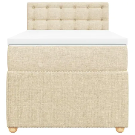 Sommier à lattes de lit avec matelas Crème 100x200 cm Tissu