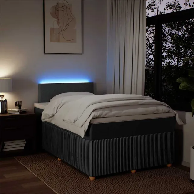 Sommier à lattes de lit avec matelas gris foncé 120x190cm tissu