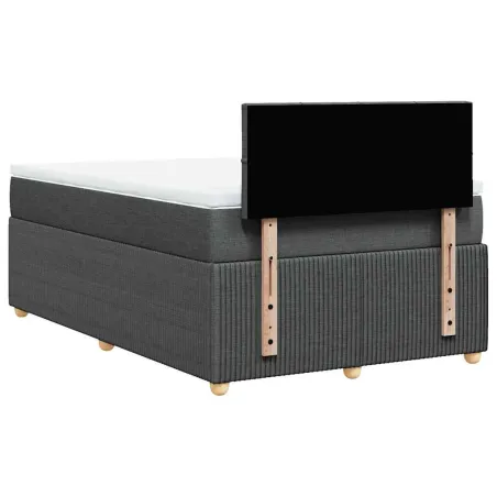 Sommier à lattes de lit avec matelas gris foncé 120x190cm tissu