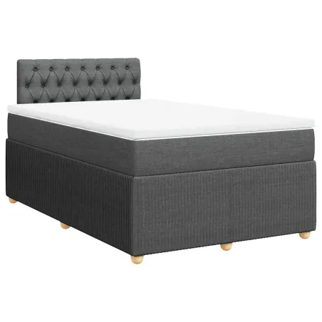 Sommier à lattes de lit avec matelas gris foncé 120x190cm tissu