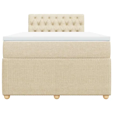 Sommier à lattes de lit avec matelas crème 120x190 cm tissu
