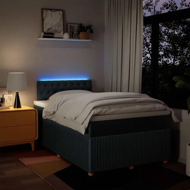 Sommier à lattes de lit avec matelas bleu 120x190 cm tissu