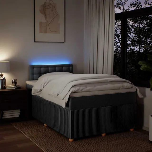 Sommier à lattes de lit avec matelas gris foncé 120x190cm tissu