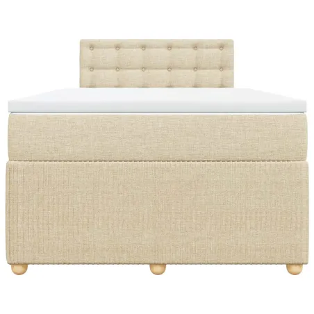 Sommier à lattes de lit avec matelas crème 120x190 cm tissu