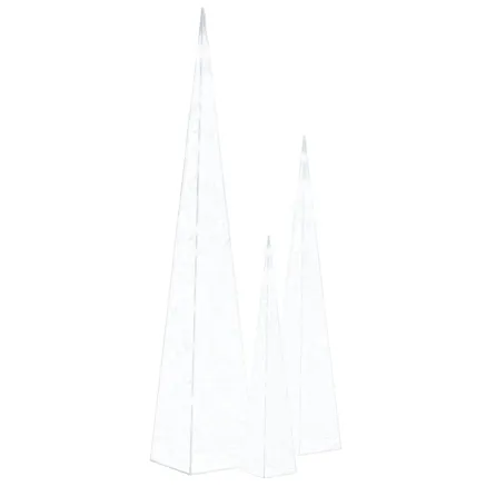 Jeu de cônes lumineux à LED Acrylique Blanc froid 60/90/120 cm 2