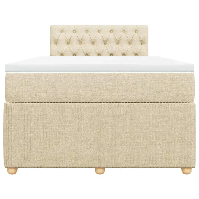 Sommier à lattes de lit avec matelas Crème 120x200 cm Tissu