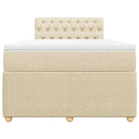 Sommier à lattes de lit avec matelas Crème 120x200 cm Tissu