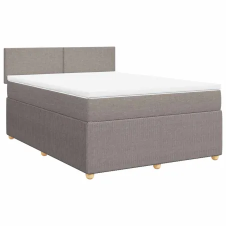 Sommier à lattes de lit avec matelas Taupe 140x190 cm Tissu