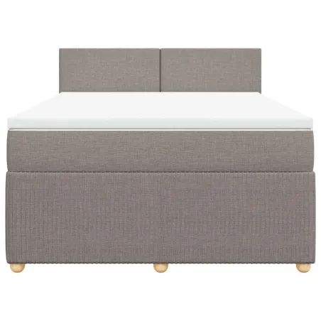 Sommier à lattes de lit avec matelas Taupe 140x190 cm Tissu