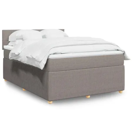 Sommier à lattes de lit avec matelas Taupe 140x190 cm Tissu