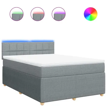 Sommier à lattes de lit avec matelas Gris clair 140x200cm Tissu 2