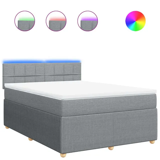 Sommier à lattes de lit avec matelas Gris clair 160x200cm Tissu