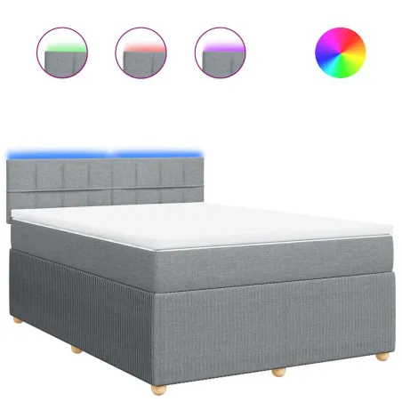 Sommier à lattes de lit avec matelas Gris clair 160x200cm Tissu