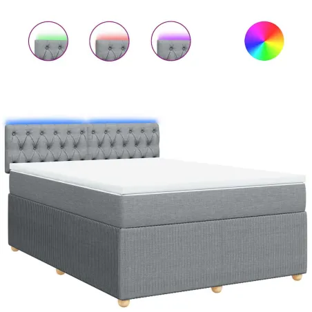 Sommier à lattes de lit avec matelas Gris clair 160x200cm Tissu