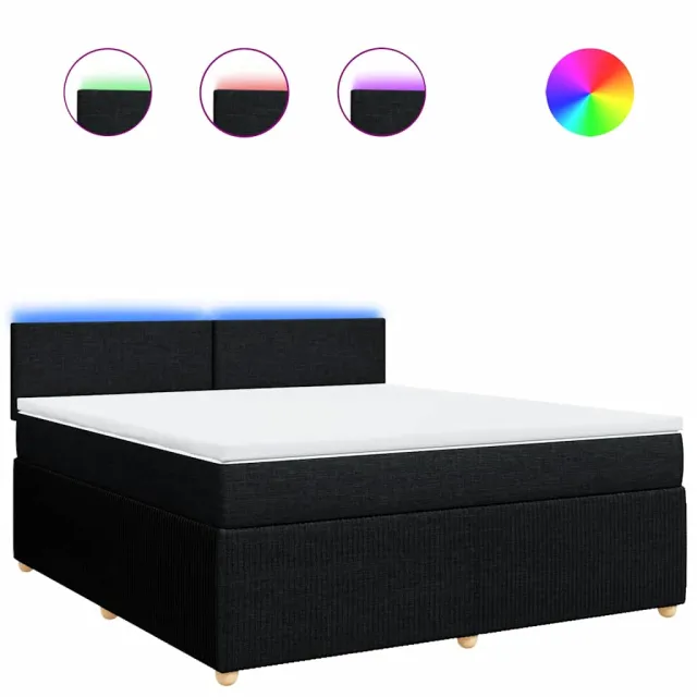 Sommier à lattes de lit avec matelas Noir 180x200 cm Tissu