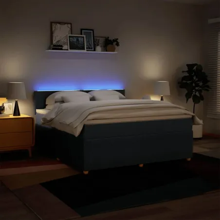 Sommier à lattes de lit avec matelas Bleu 180x200 cm Tissu