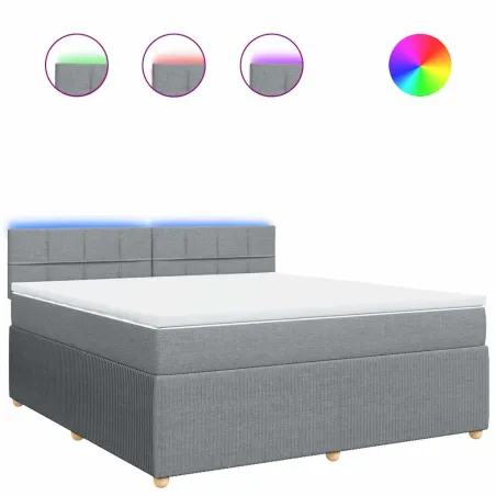 Sommier à lattes de lit avec matelas Gris clair 180x200cm Tissu