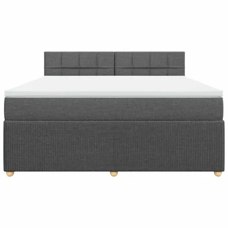 Sommier à lattes de lit avec matelas Gris foncé 180x200cm Tissu