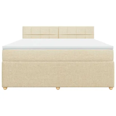 Sommier à lattes de lit avec matelas Crème 180x200 cm Tissu