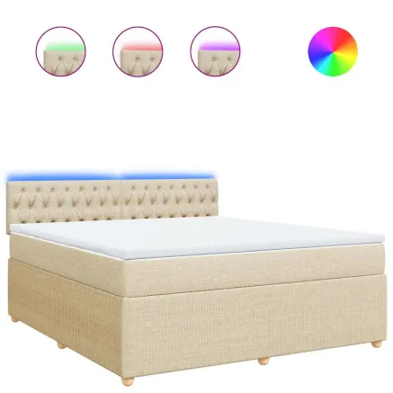 Sommier à lattes de lit avec matelas Crème 180x200 cm Tissu 2