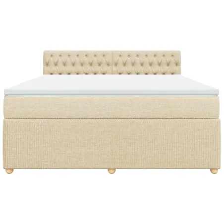 Sommier à lattes de lit avec matelas Crème 180x200 cm Tissu