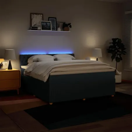 Sommier à lattes de lit avec matelas Bleu 180x200 cm Tissu