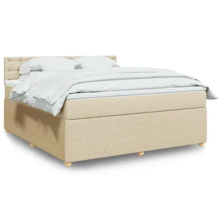 Sommier à lattes de lit avec matelas Crème 180x200 cm Tissu