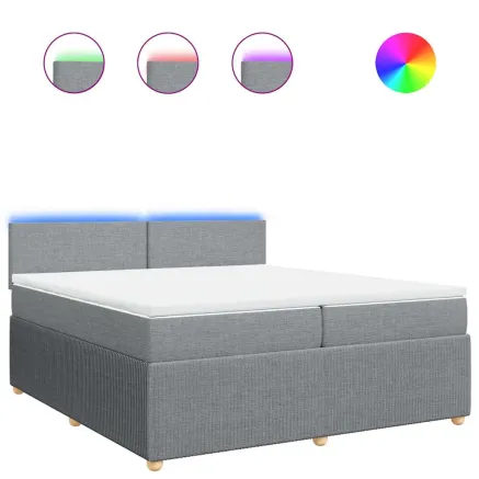 Sommier à lattes de lit avec matelas Gris clair 200x200cm Tissu 2