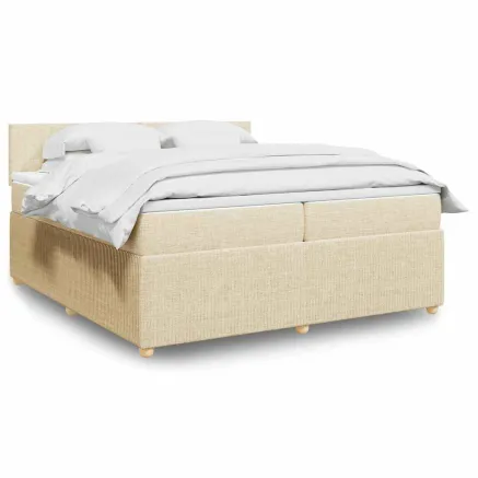 Sommier à lattes de lit avec matelas Crème 200x200 cm Tissu