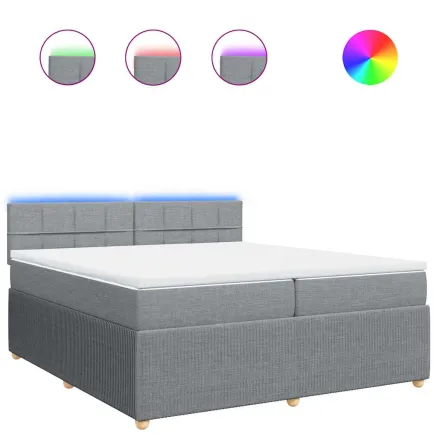 Sommier à lattes de lit avec matelas Gris clair 200x200cm Tissu 2