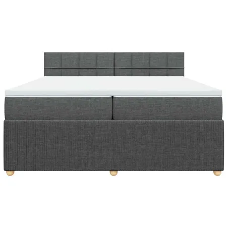 Sommier à lattes de lit avec matelas Gris foncé 200x200cm Tissu