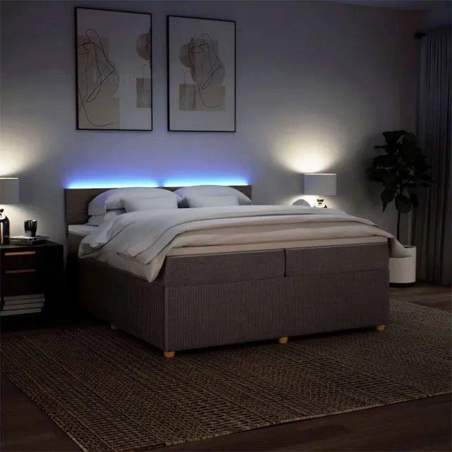Sommier à lattes de lit avec matelas Taupe 200x200 cm Tissu