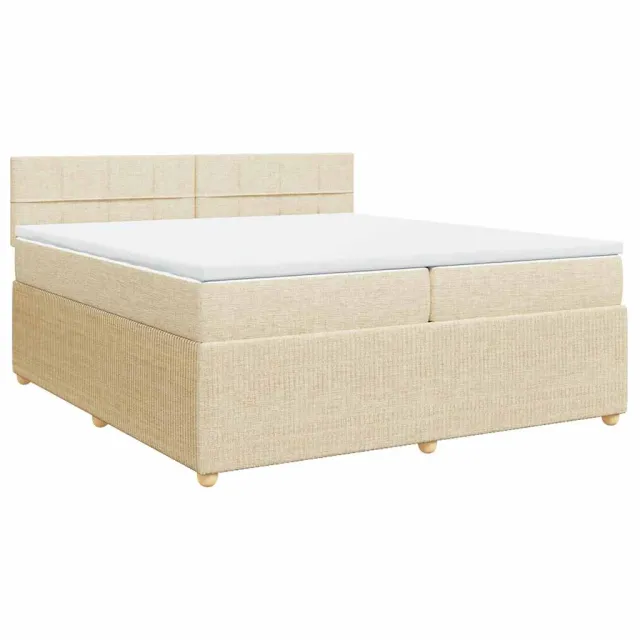 Sommier à lattes de lit avec matelas Crème 200x200 cm Tissu
