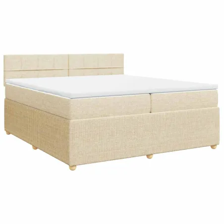 Sommier à lattes de lit avec matelas Crème 200x200 cm Tissu