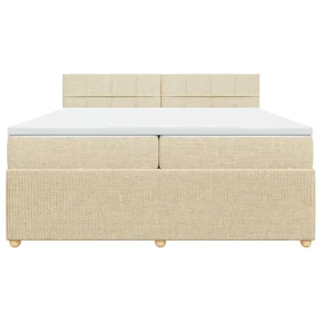 Sommier à lattes de lit avec matelas Crème 200x200 cm Tissu