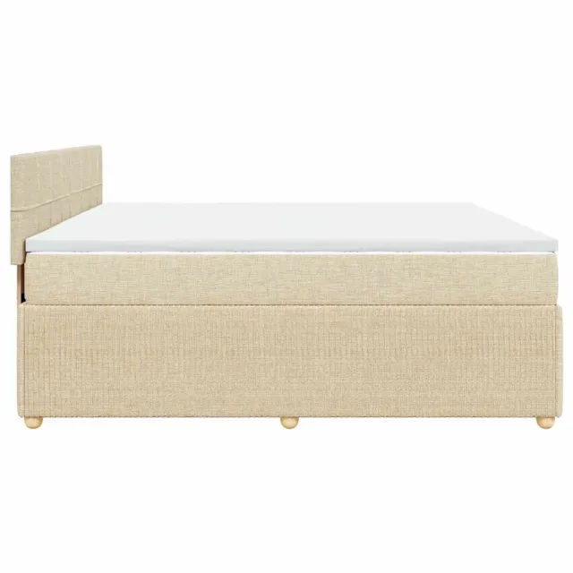 Sommier à lattes de lit avec matelas Crème 200x200 cm Tissu
