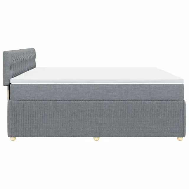 Sommier à lattes de lit avec matelas Gris clair 200x200cm Tissu