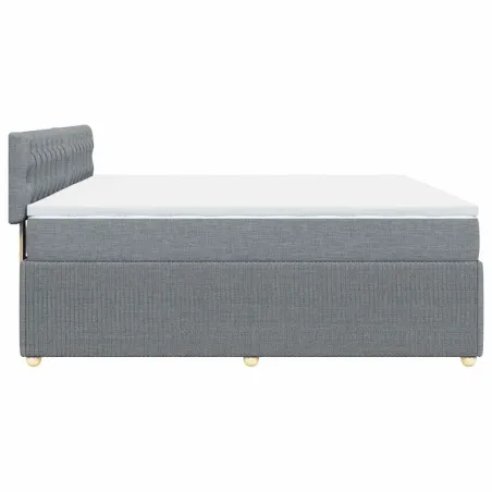 Sommier à lattes de lit avec matelas Gris clair 200x200cm Tissu