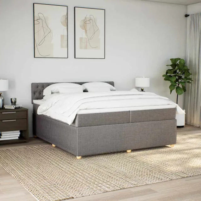 Sommier à lattes de lit avec matelas Taupe 200x200 cm Tissu