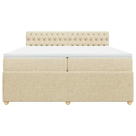 Sommier à lattes de lit avec matelas Crème 200x200 cm Tissu