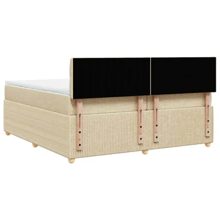 Sommier à lattes de lit avec matelas Crème 200x200 cm Tissu