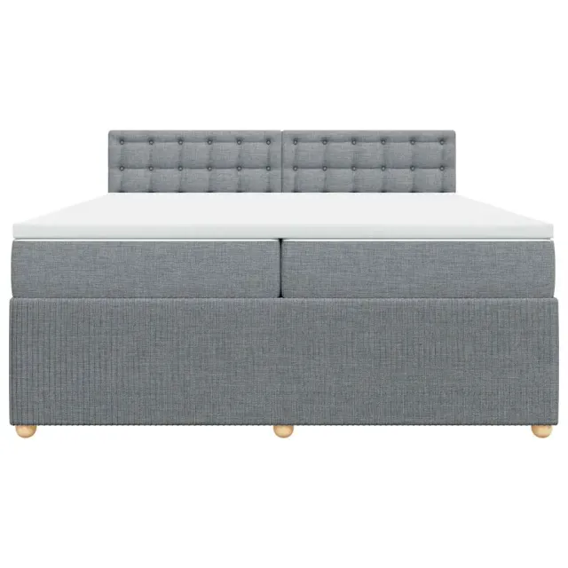 Sommier à lattes de lit avec matelas Gris clair 200x200cm Tissu