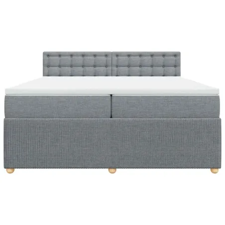 Sommier à lattes de lit avec matelas Gris clair 200x200cm Tissu