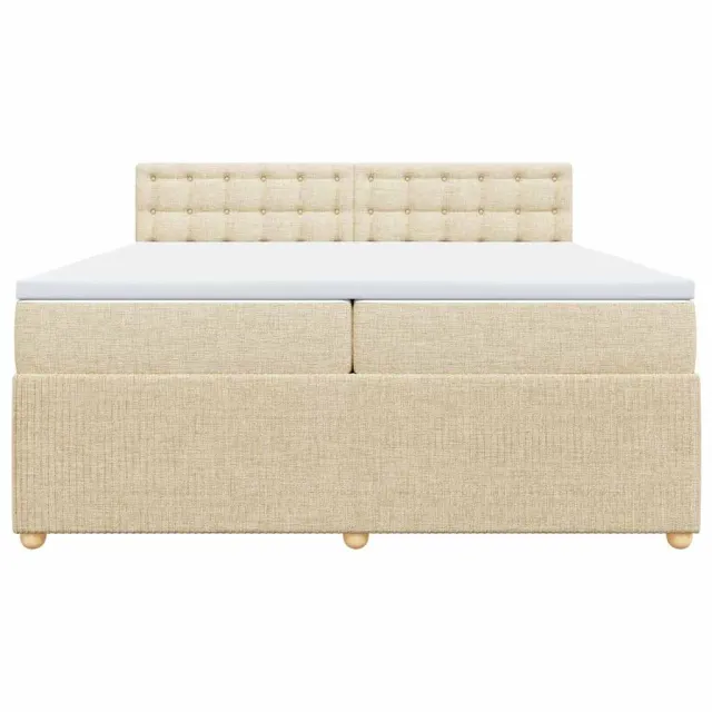 Sommier à lattes de lit avec matelas Crème 200x200 cm Tissu