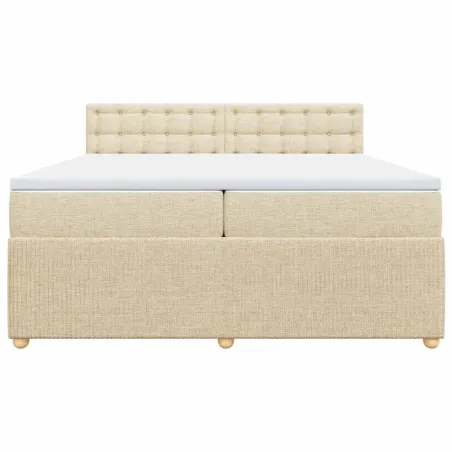 Sommier à lattes de lit avec matelas Crème 200x200 cm Tissu