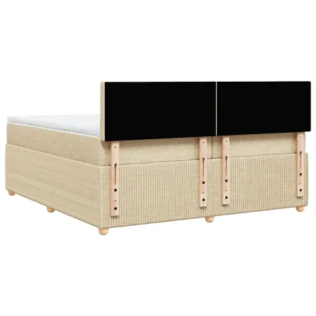 Sommier à lattes de lit avec matelas Crème 200x200 cm Tissu
