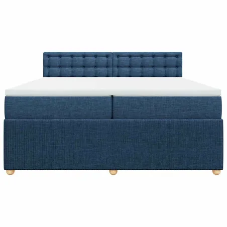 Sommier à lattes de lit avec matelas Bleu 200x200 cm Tissu