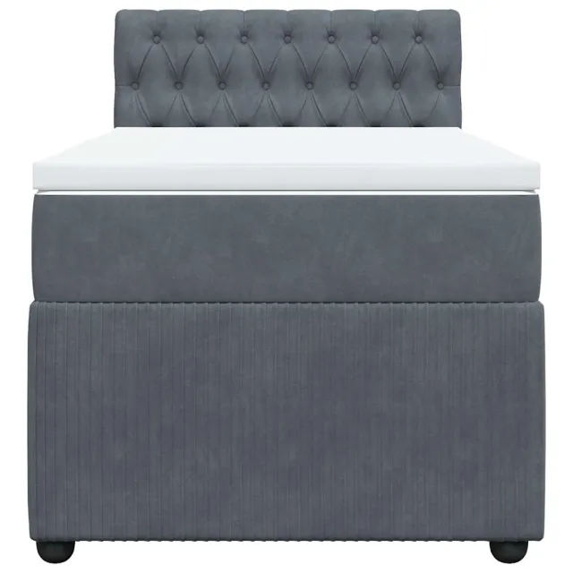 Sommier à lattes de lit et matelas Gris foncé 80x200 cm Velours